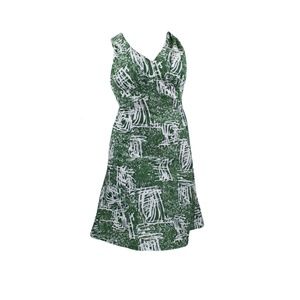 Vintage 60’s Green Polyester Tiki Mini Dress